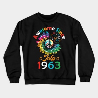 Funny Birthday Quote, Awesome Since July 1963, Retro Birthday Crewneck Sweatshirt